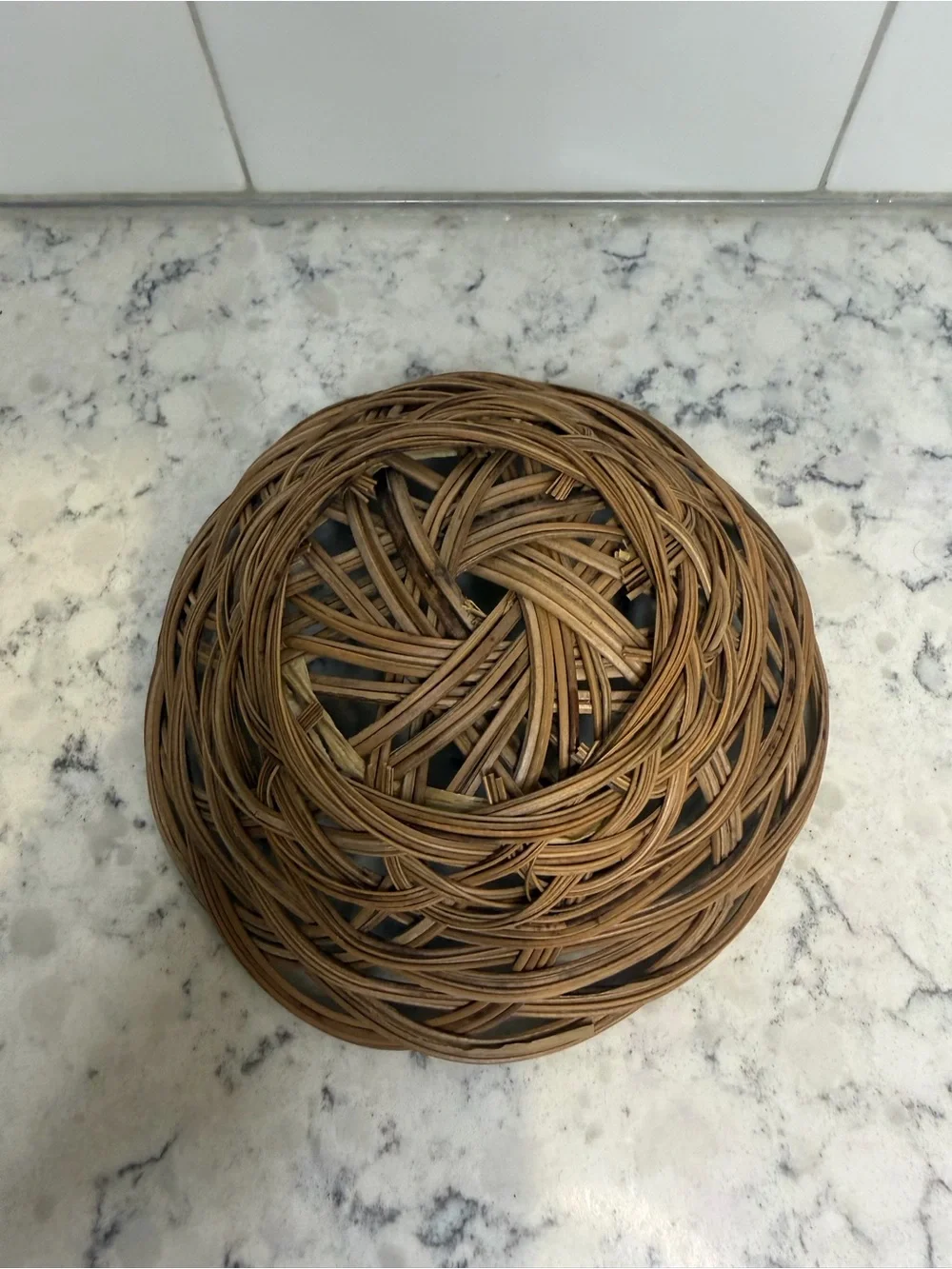 Vintage Natural Brown Woven Rattan Small Bowl - Home Kitchen
